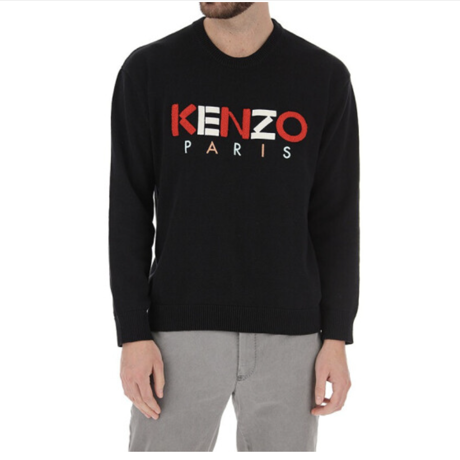 Image 2 of ケンゾーメンズレターパターンラウンドネック長袖ニットセーターブラック 5PU217-201 3LC 99